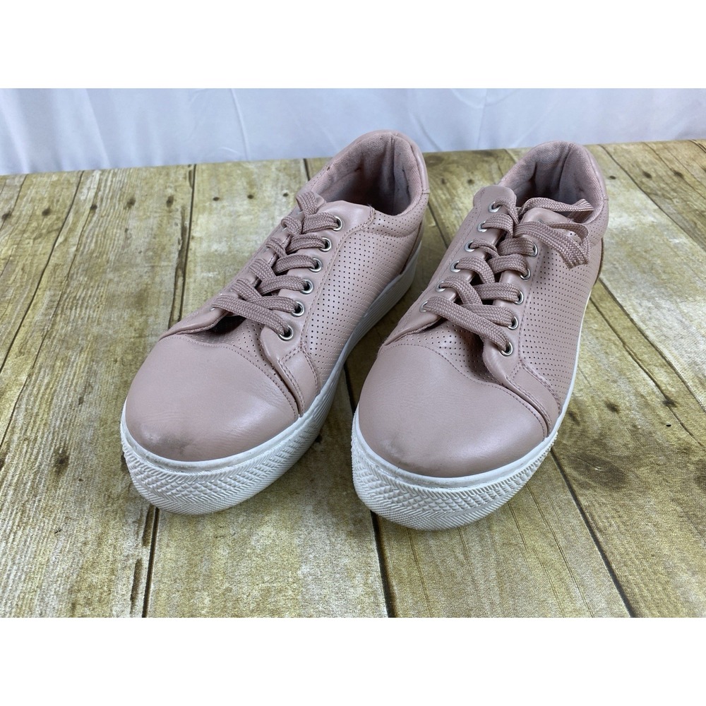 Qupid Women's Size 7‎ Blush Pink Lace Up Fashion Sneakers
